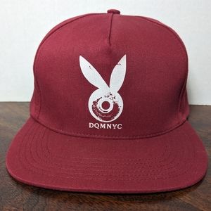 DQM New York Playboy Bunny 5 Panel Snap Back Hat Skateboard Cap Red